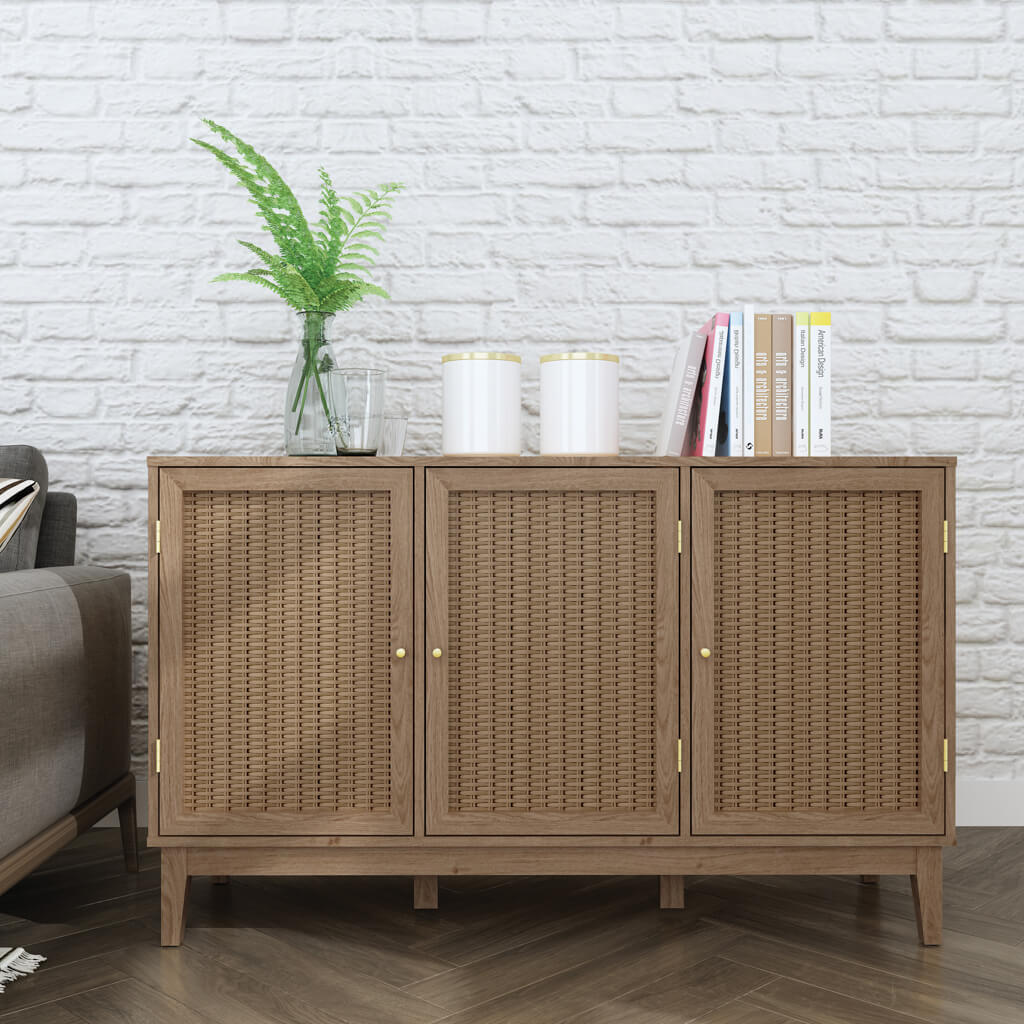Bordeaux Boho Natural Wood & Rattan Sideboard | Large